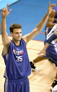STEPHEN M. DOWELL / Orlando (Fla.) Sentinel Former Hawk Pat Calathes, now 210 pounds, works out at the NBA's predraft camp. "I feel stronger," he says.