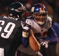 Offensive tackle Jon Runyan battled Giants defensive end Michael Strahan regularly over the years - a duel that sometimes turned nasty.