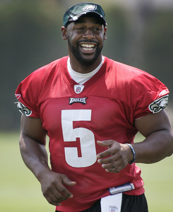 Donovan McNabb was laughing but not throwing passes yesterday.