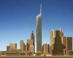 This is a model for a proposed 1,500-foot tower at 18th and Arch Streets. It would edge out Chicago's Sears Tower, at 1,451 feet, to become the nation's tallest building.