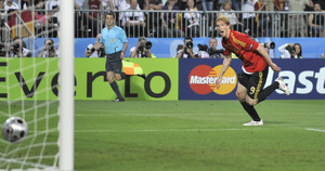 Spain's Fernando Torres scores the only goal in Euro 2008 final against Germany.