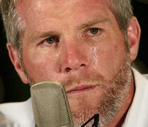 Brett Favre, at retirement announcement in March.