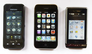 Samsung Instinct from Sprint (left) and LG Dare VX9700 from Verizon (right): No match for new iPhone.