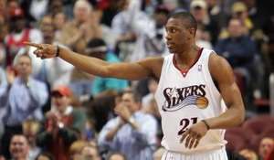 Thaddeus Young , making a switch from power forward, had 16 points in last night's win against the Lakers' summer league team in Las Vegas.