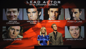 Kristin Chenoweth (left) and Neil Patrick Harris announce the nominees.