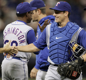 Catcher Taylor Teagarden accounted for the Rangers' only run in a win over the Twins.