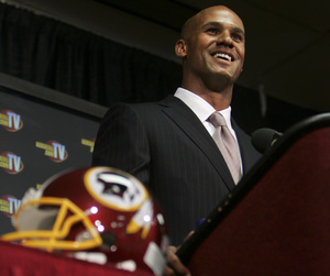 Defensive end Jason Taylor, just acquired by the Redskins, says his parting with the Dolphins was amicable.