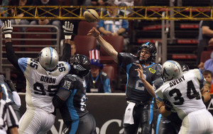 Soul quarterback Matt D'Orazio throws the football against the Kansas City Brigade in May.