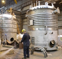 Components for a nuclear power plant are assembled at the Joseph Oat Corp. in Camden. For decades, the nuclear power industry in the U.S. has been in a state of suspended animation.