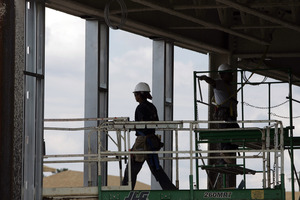 Spending on construction, for projects such as this Richmond, Va., complex, took a bigger-than-expected tumble in July.