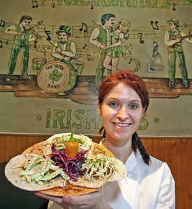 Chef Siobhan Allgood with her fish tacos.