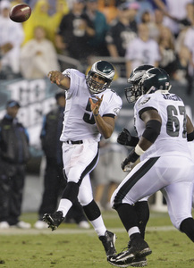 Eagles quarterback Donovan McNabb , who at 31, is taking a pragmatic wait-and-see approach to predictions for this season. He is, however, healthier than he was at this time last season.