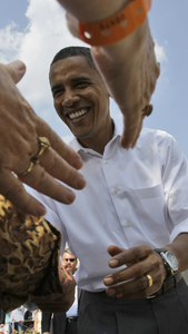 Barack Obama in Ohio on Wednesday. Democratic strategists say that race will be a difficult obstacle to get by.