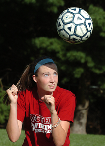Eastern junior Kerri Aiken was a force in goal, but her coach feels she will better serve the team at midfield or defense.