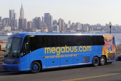 Megabus rolls out of 30th Street Station for an express trip to Penn Station in Manhattan. The tariff: $1 each way, for limited tickets.