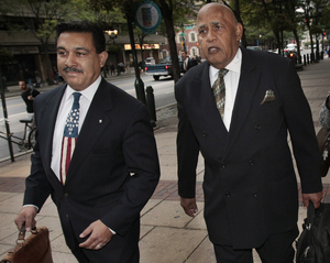 T. Milton Street Sr., longtime political figure, with lawyer Jeremy H.G. Ibrahim (left) before yesterday's sentencing.