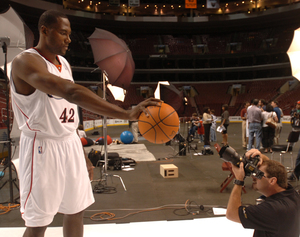 A big story to follow is how new Sixer Elton Brand will fit into the picture. Above, official NBA lensman Jesse Garrabrant focuses.