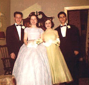 The author (right) and her date for the prom on Jan. 17, 1958. On the left are her brother and his Goretti girl date.