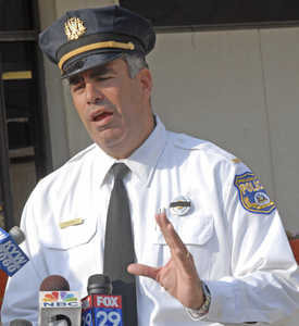 The gray Ford, seen Sunday near the Walt Whitman Bridge, "is a vehicle of interest," Lt. Frank Vanore said.