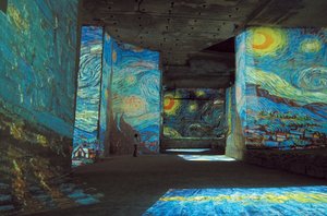 "Starry Night" is one of the van Gogh works projected onto the walls of a rock quarry in southern France.