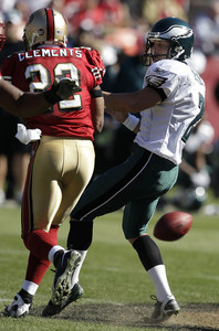 David Akers felt good about 54-yard try until it was blocked and returned for TD.