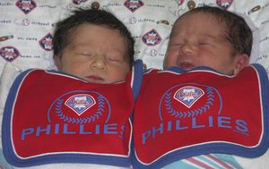 The Ryan twins, Cole (left) and Chase were born Monday and named after you-know-who by their Phillies-phan parents, Chris and Renee Ryan, of Horsham.