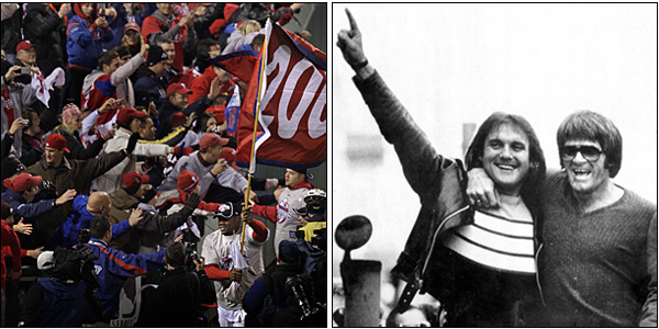 Ryan Howard parades around the stadium with the World Series banner. At right, Tug McGraw and Pete Rose bask in their 1980 glory during a parade down Broad Street. (  David Maialetti / Staff Photographer | Clem Murray, Staff Photographer, File)