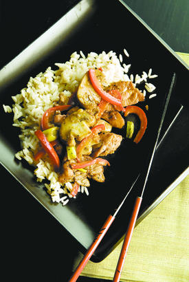 The stir-fry can be spiced up with Chinese chili paste.
