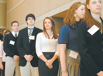 Alexandra Borris of Moorestown High (third from right) with other Inquirer Student Citizenship Award winners. She was part of a peacekeeping delegation to Bosnia.