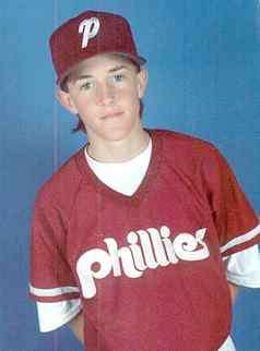 Chase Utley of the Philadelphia Phillies gives his mother Terrell