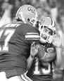 Caleb Sturgis (right) celebrates.