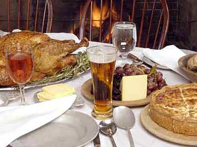 The groaning board at "Dine With the Pilgrims," a traditional harvest celebration. (Plimoth Plantation)