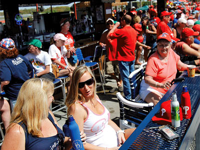 Phillies fans enjoying St. Patrick's Day festivities in Clearwater