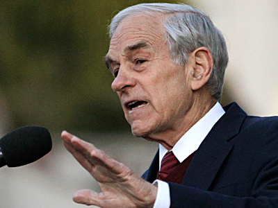 Ron Paul was among the leading vote-getters when online balloting was halted Tuesday. BEN MARGOT / AP