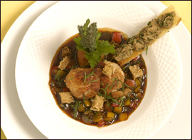 Pepperpot sweetbread as prepared at the Fountain Restaurant at Four Seasons Hotel. (Peter Tobia/Inquirer)