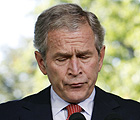 President Bush spoke, but gave no specifics.  (Pablo Martinez Monsivais / AP) 