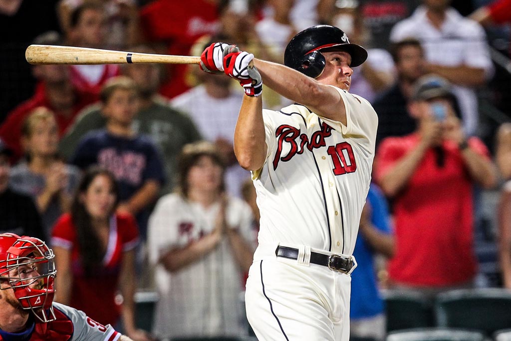 Atlanta Braves Martin Prado heads for home after hitting a homerun