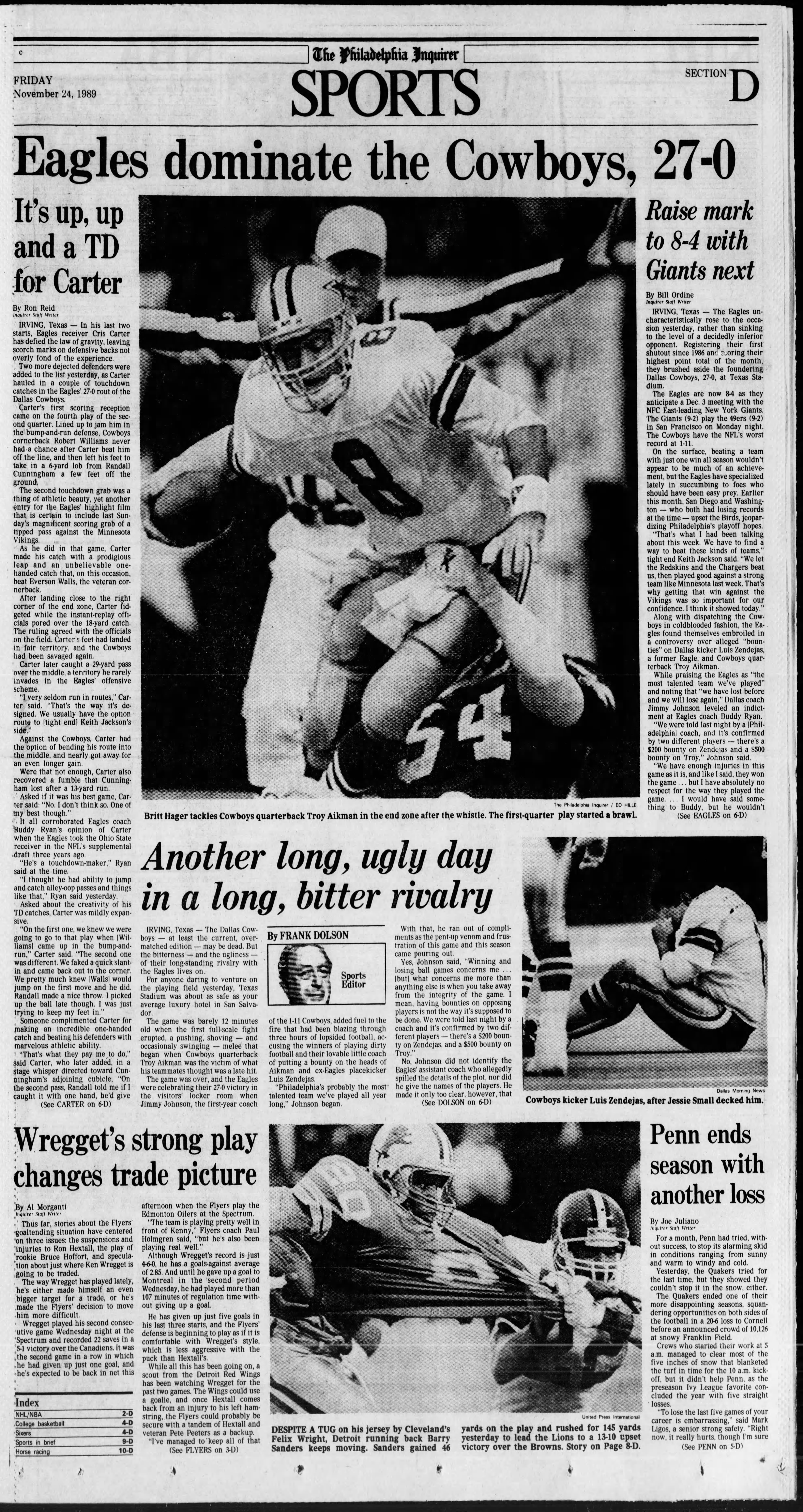 Throwback to Thanksgiving 1989: the first 'bounty bowl' – Football