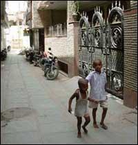 An Indian shipper for the Bansals stored pills in a basement on this Delhi Street. 