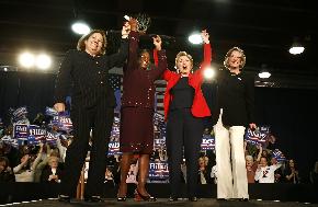 From left to right are State Senator Connie Williams, Phila. councilwoman Marian Tasco, Senator Hillary Clinton and Rep. Allyson Schwartz at the "Pennsylvania Women for Hillary" event. 
