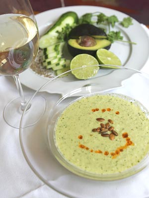 Horizon&acute;s restaurant off South Street serves its Cucumber Avocado Soup chilled for the hot days. 