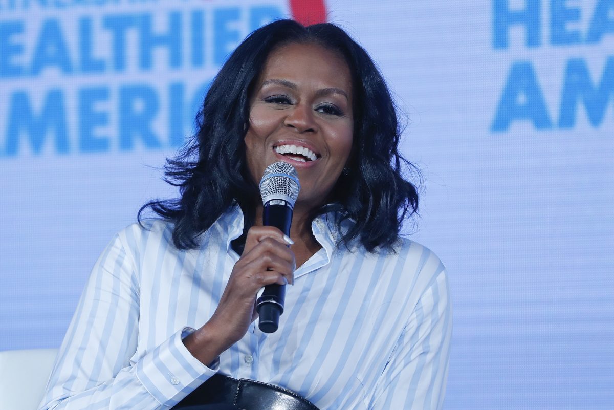 Former first lady Michelle Obama speaking at the Partnership for a Healthier American 2017 Healthier Future Summit in Washington, Friday, May 12, 2017.  (AP Photo/Pablo Martinez Monsivais) 