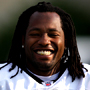 Asante Samuel smiles as he prepares himself for the morning session at Eagles Training Camp at Lehigh University, in Bethlehem, Pa., on August 10, 2008. Samuel practiced part of the session as he recovers from a hamstring strain.<br />David Maialetti / Philadelphia Daily News<br />