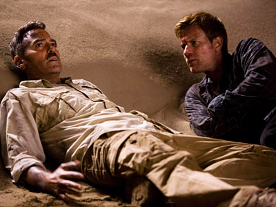 McGregor (right, with Clooney): ". . . we didn&acute;t set out to make a comedy about the Iraq war and I don&acute;t believe that&acute;s what the film is about."