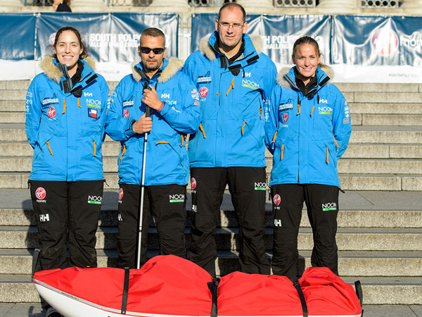 The U.S. team for the South Pole Allied Challenge: (from left) Therese Frentz, Ivan Castro, Mark Wise, and Margaux Mange (Photo: Anthony Upton)