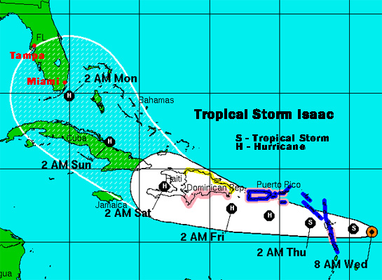 7 days of fair skies here, hurricane threat for Fla.