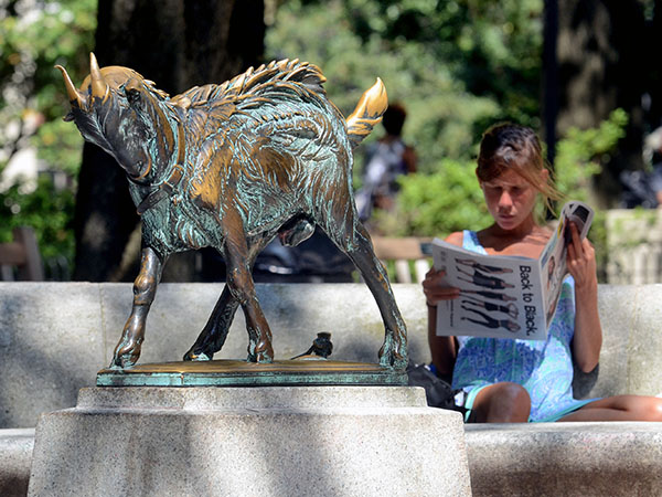 Statue of Dancing Goats on the Market Square in Nowy Targ