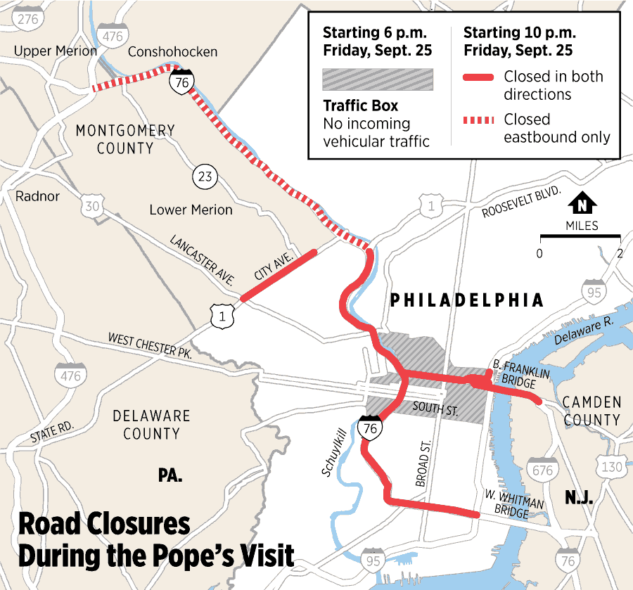 Map Road Closures During The Pope S Visit Philly