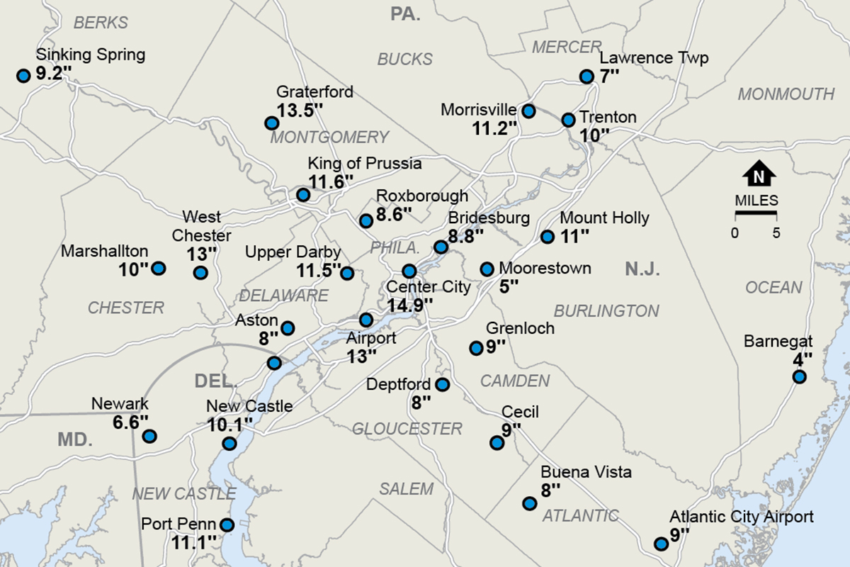 snow totals philadelphia