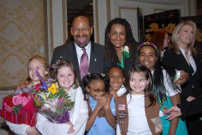 At the Girl Scouts of Eastern Pennsylvania Take the Lead event March 3, Mayor Nutter and his wife, Lisa Johnson Nutter, posed with scouts who participated in the awards. Photo Credit: George Feder <br /><br />